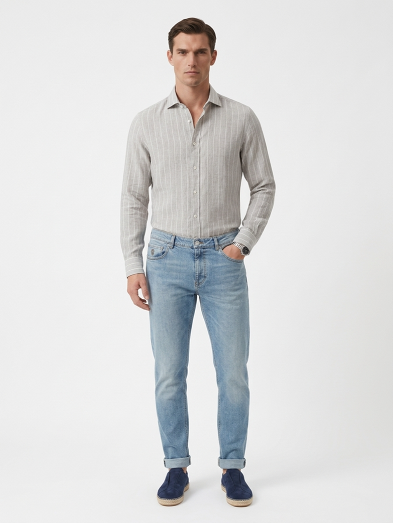 Джинсы голубые с потертостями SS26 BRUNELLO CUCINELLI M283PD3210