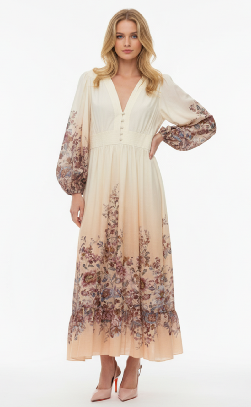 Платье макси хлопковое с цветочным принтом SS26 ZIMMERMANN 6875DRS261