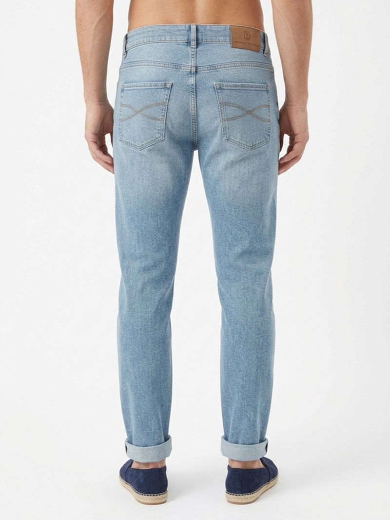 Джинсы голубые с потертостями SS26 BRUNELLO CUCINELLI M283PD3210