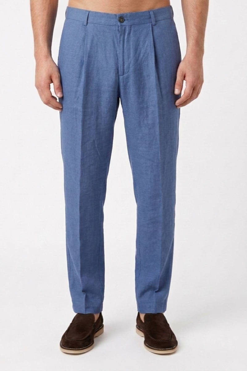 Костюм синий льняной SS26 OUT/FIT ITALY OUAM0003-LI0041