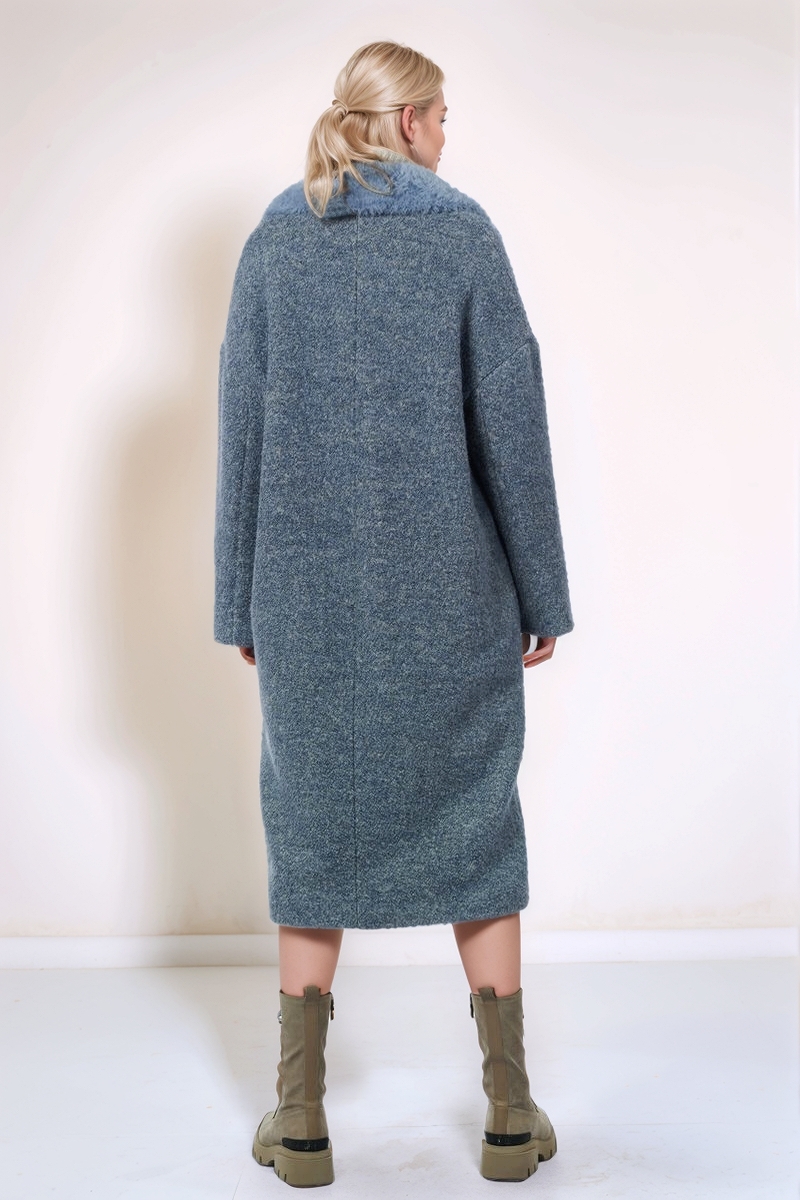 Пальто букле серо-голубое 23/24 RinDi R23/263