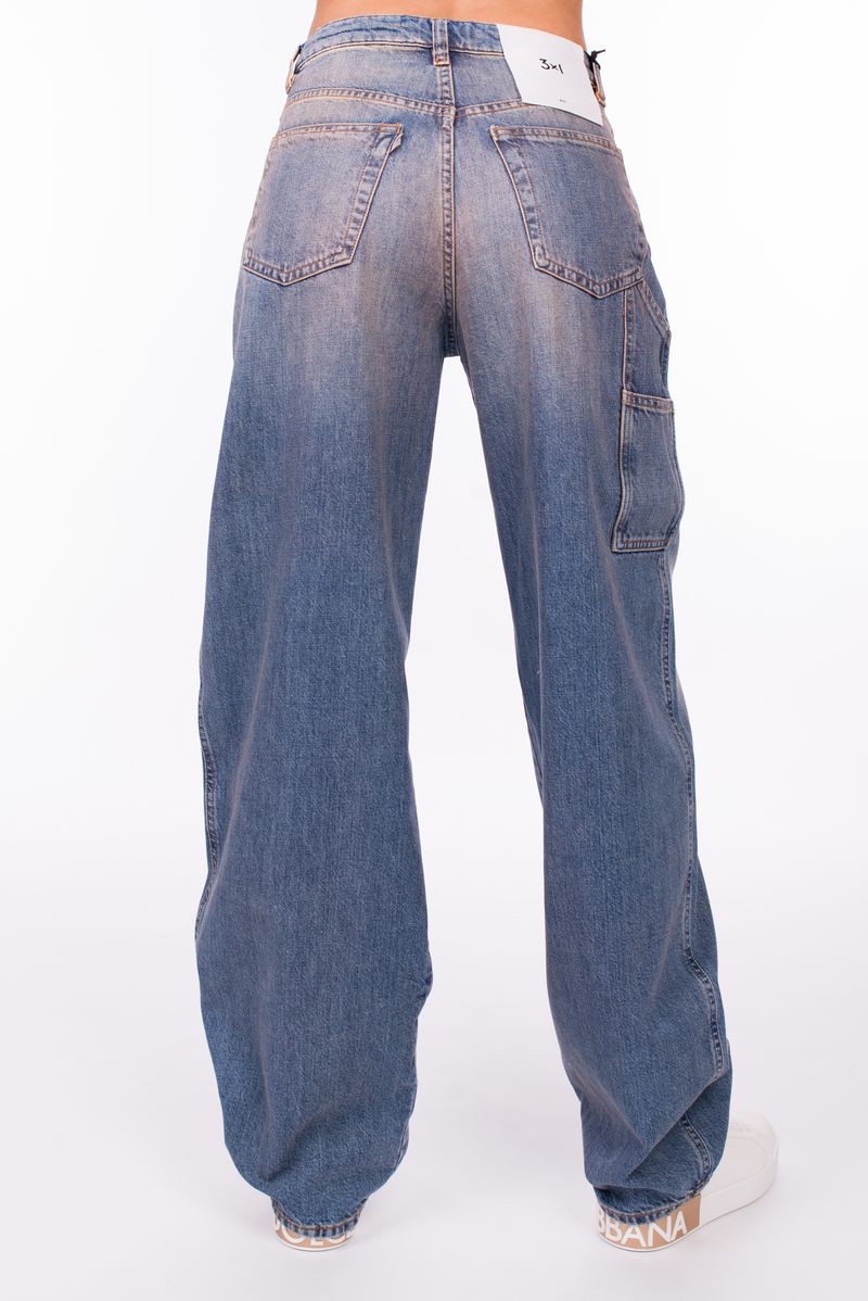 Джинсы с потертостями высокая посадка SS24 3x1 NICOLE