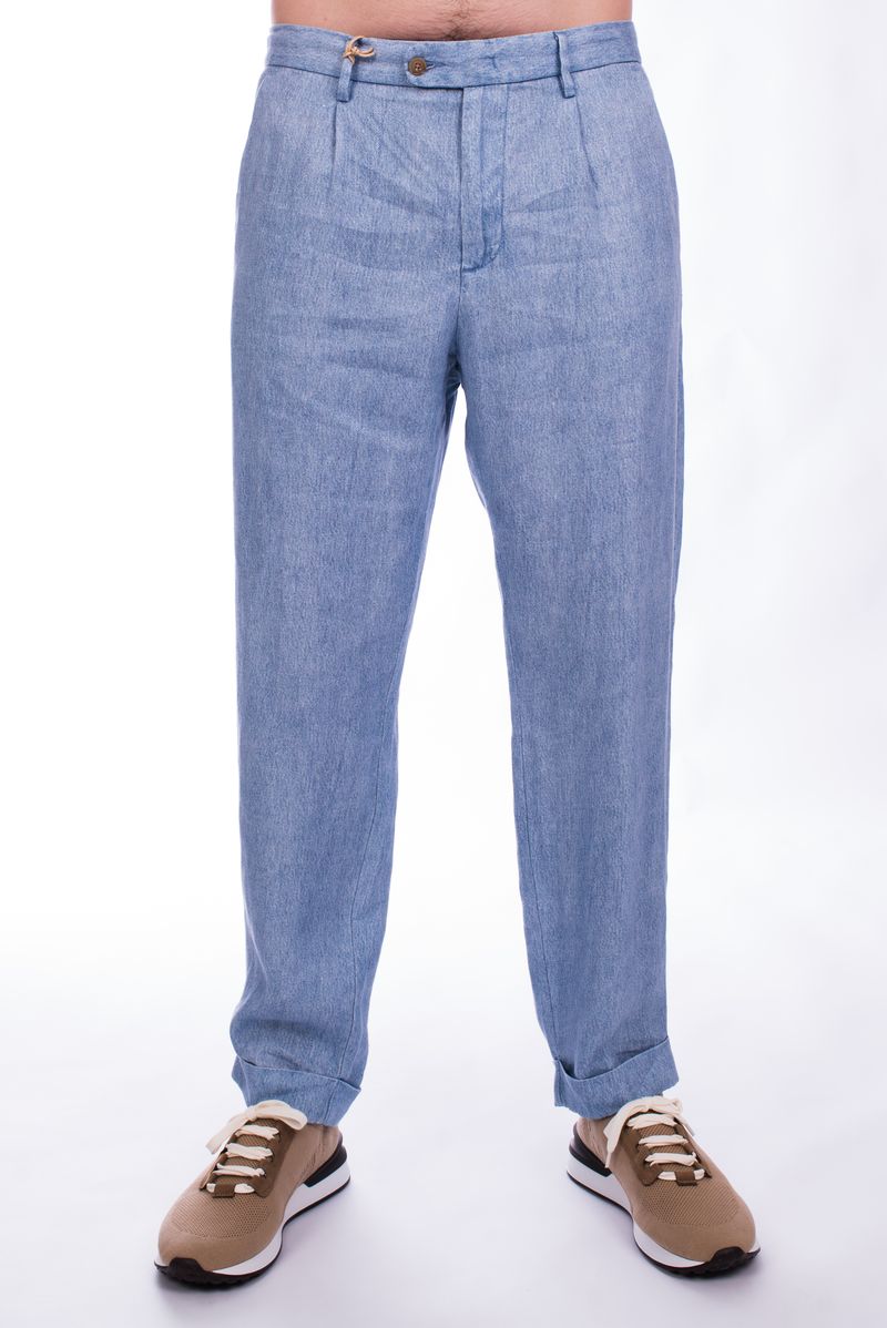 Брюки лен голубой меланж SS25 AT.P.CO A301BLEECKER