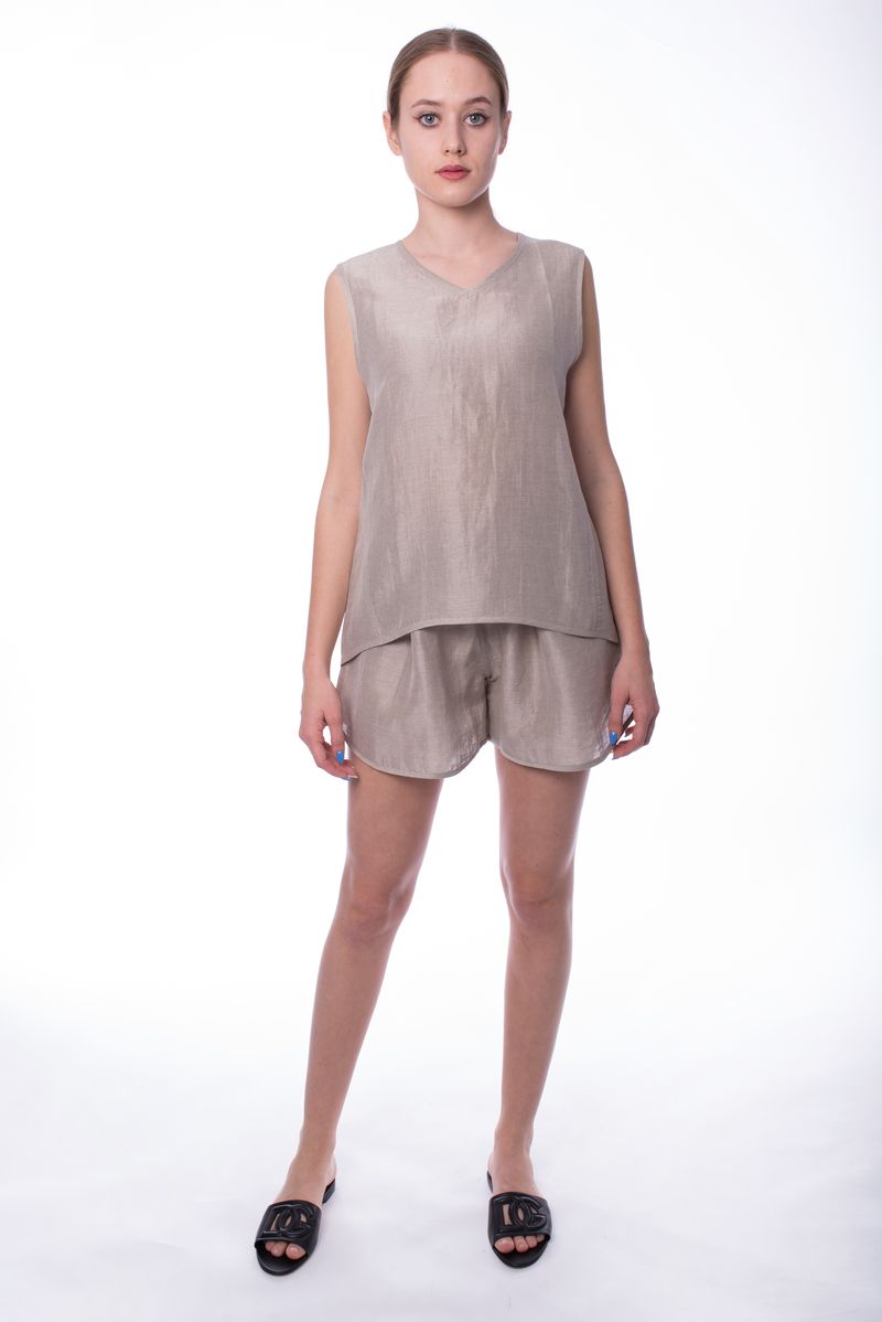 Блуза бежевая льняная SS25 MAURIZIO W14092879/12