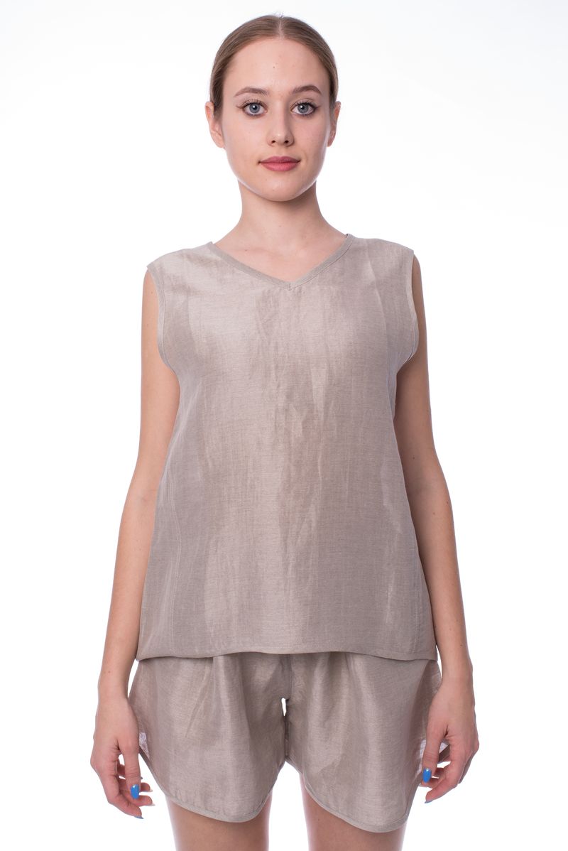Блуза бежевая льняная SS25 MAURIZIO W14092879/12