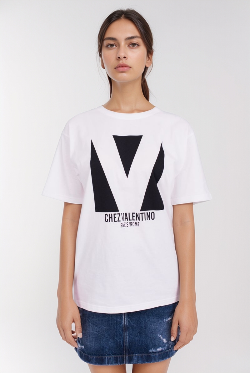 Футболка хлопковая белая с лого SS25 VALENTINO 6B3MG24H95W/A03