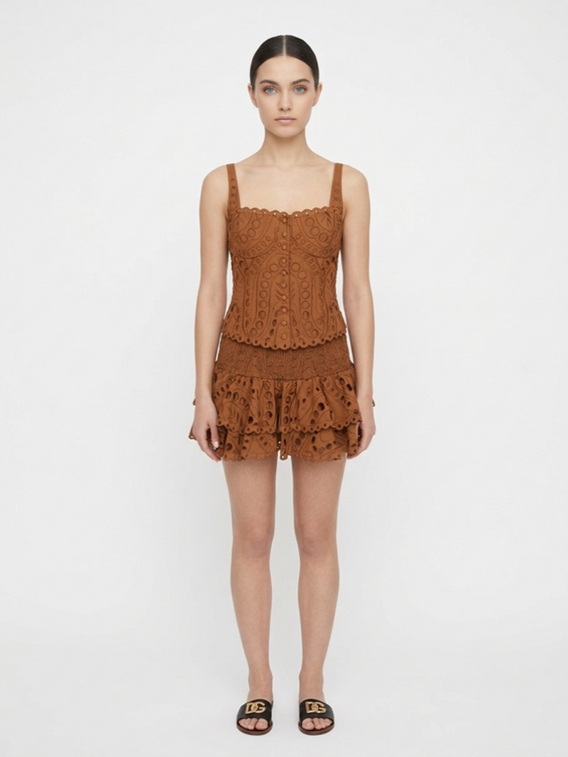 Юбка-мини коричневая Nerissa SS26 CHARO RUIZ IBIZA 263401