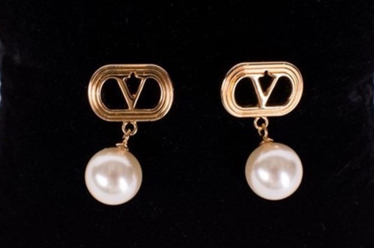 Серьги из латуни и жемчужной бусиной Swarovski SS26 VALENTINO 7W0J0Y78UXM