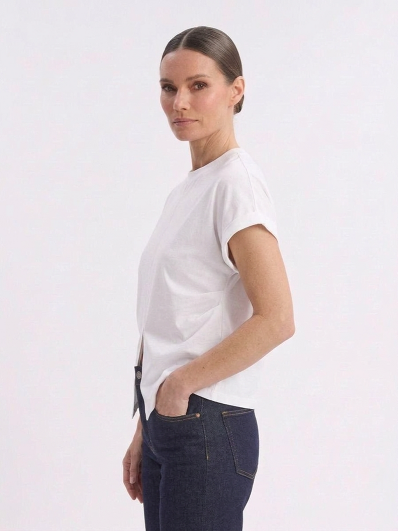 Футболка белая с защипами по бокам SS26 La Piscine LS261WT005