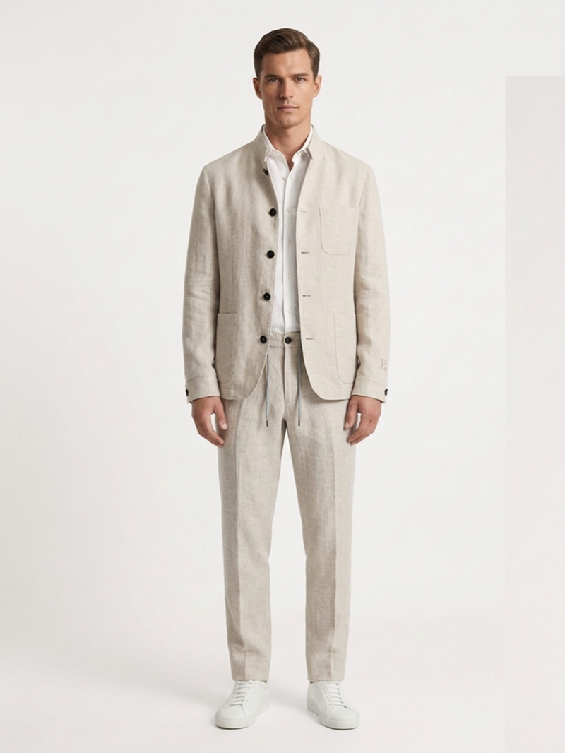 Пиджак льняной серо-бежевый SS26 FRADI LN5418/42