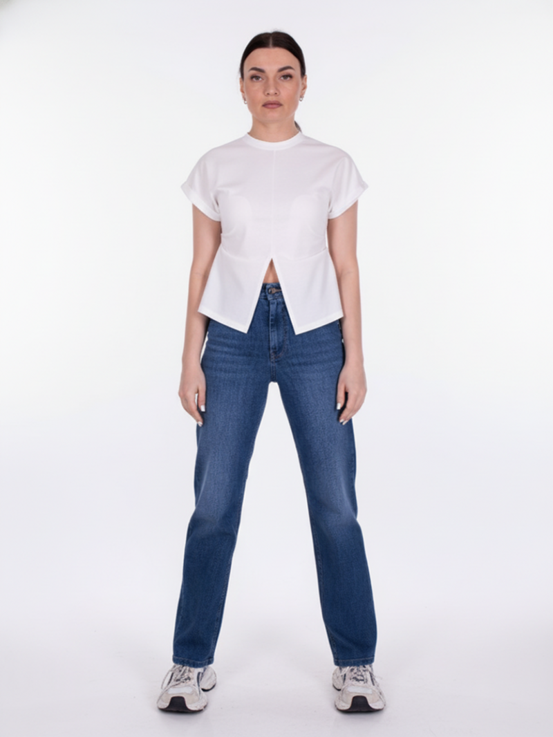Джинсы прямые с потертостями SS26 LORENA ANTONIAZZI P2643PA35A/9945