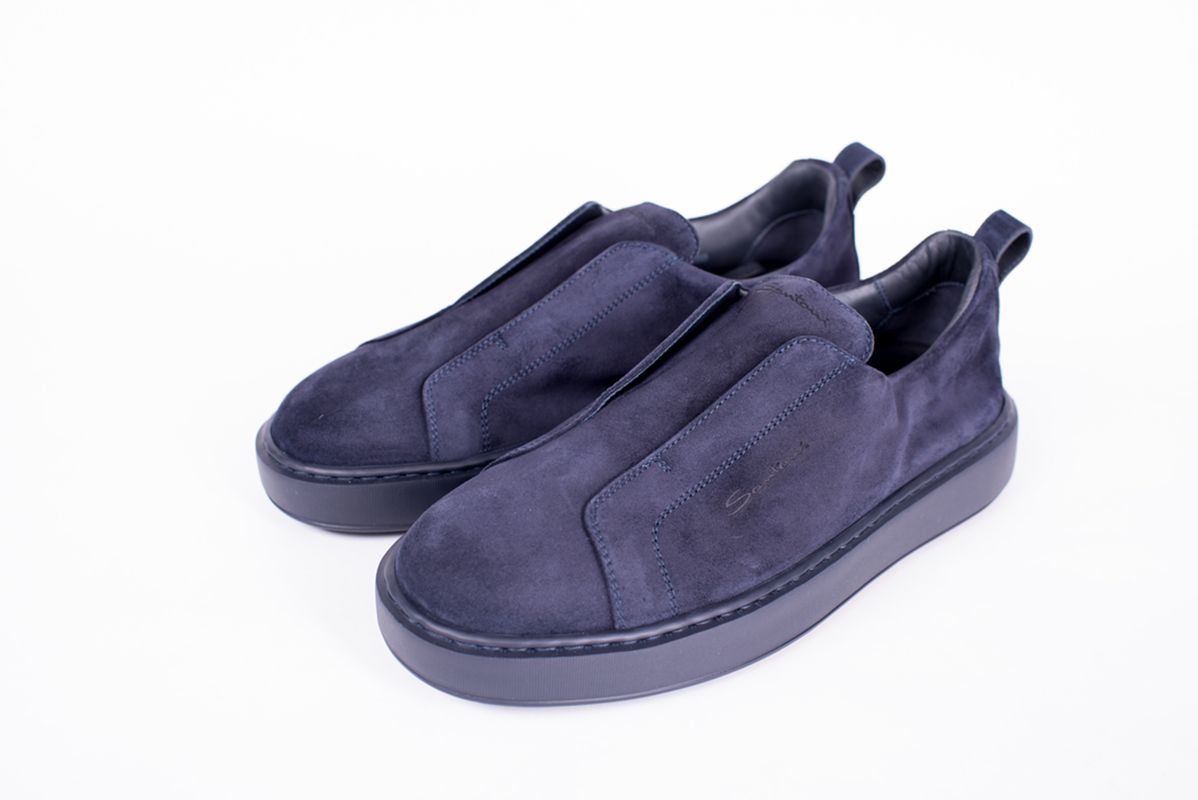Замшевые темно-синие кеды-слипоны 25/26 SANTONI MBCG21995OCATSEYU60