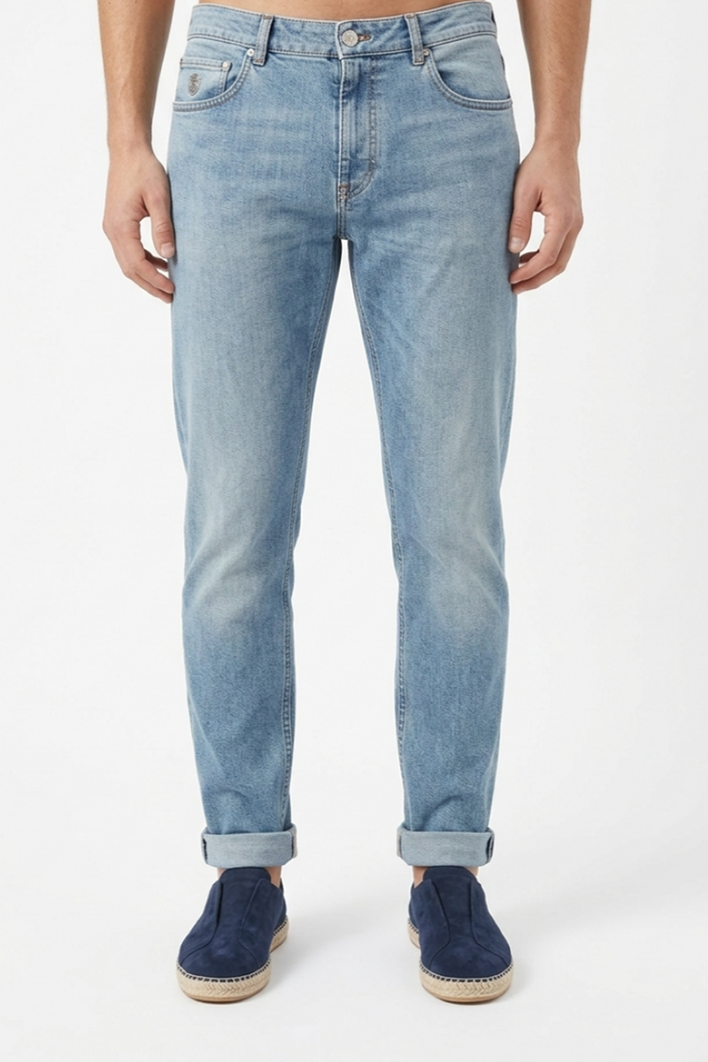 Джинсы голубые с потертостями SS26 BRUNELLO CUCINELLI M283PD3210