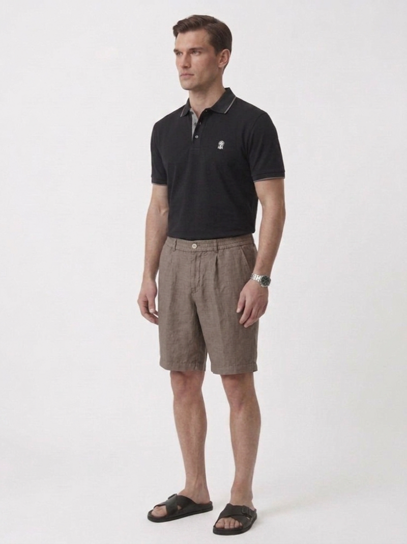 Шорты льняные мокко SS26 BRUNELLO CUCINELLI M243DU0065