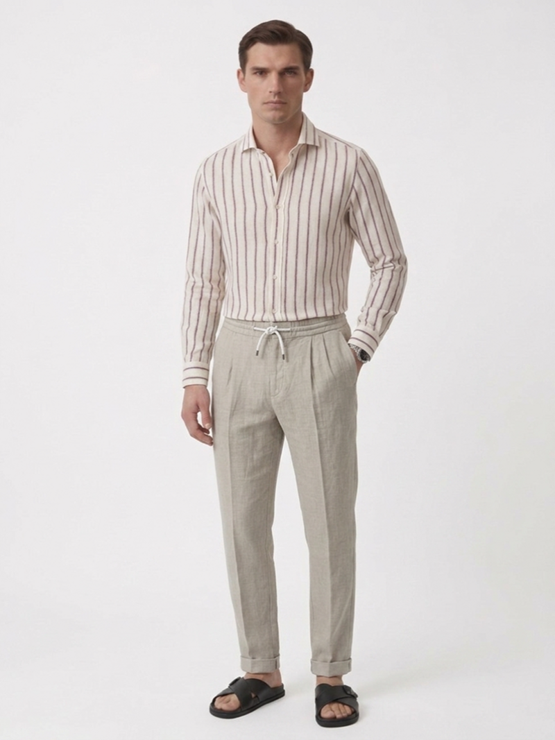 Брюки льняные серо-зеленые SS26 BRUNELLO CUCINELLI M243DE1710 C6018