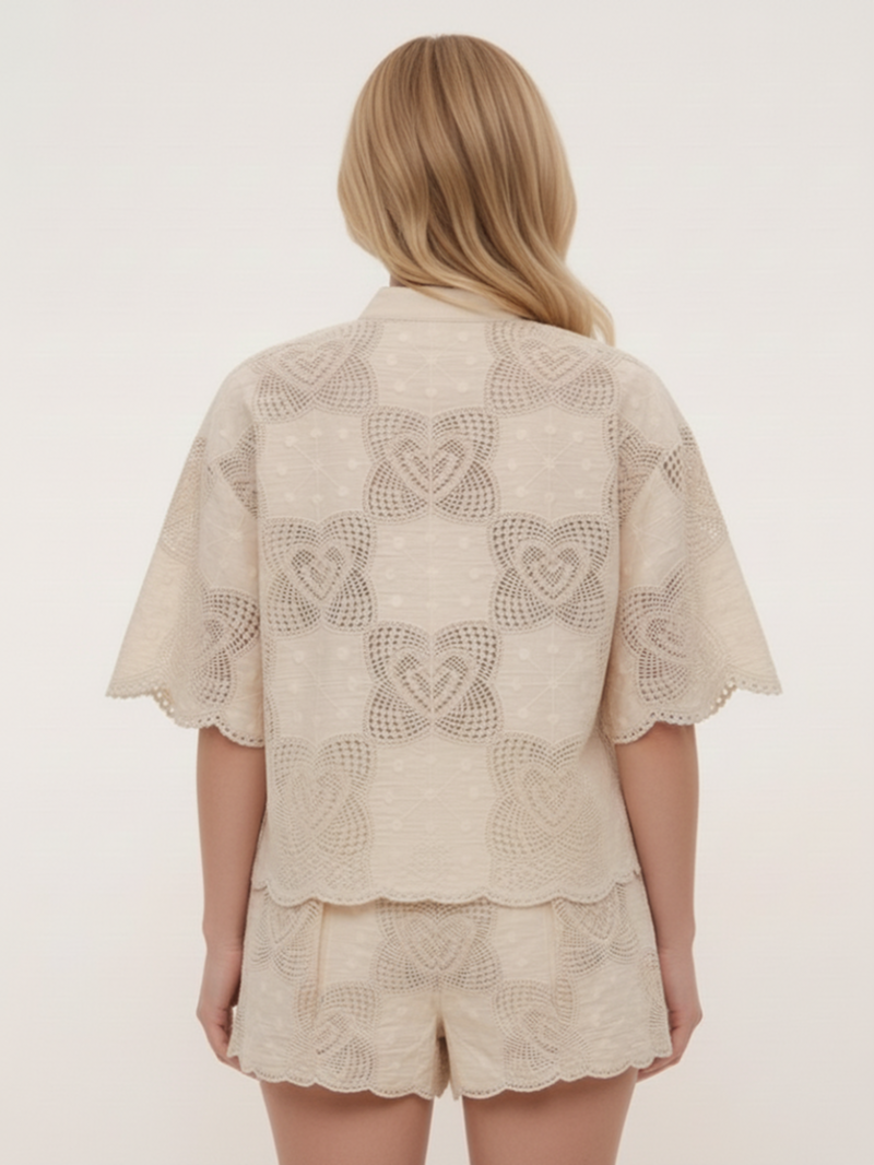 Блуза кремовая с кружевными вставками SS26 ZIMMERMANN 5894TRS262