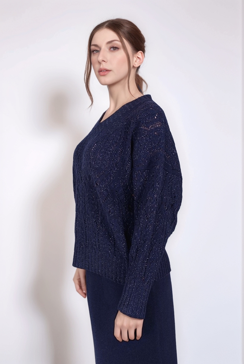 Джемпер темно-синий с люрексом 25/26 PANICALE D370332V/0595