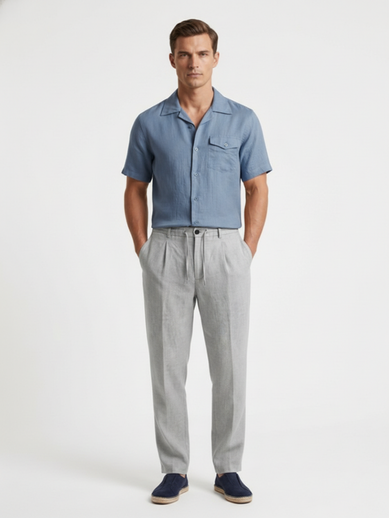 Брюки льняные серо-бежевые SS26 FRADI LN5418/42