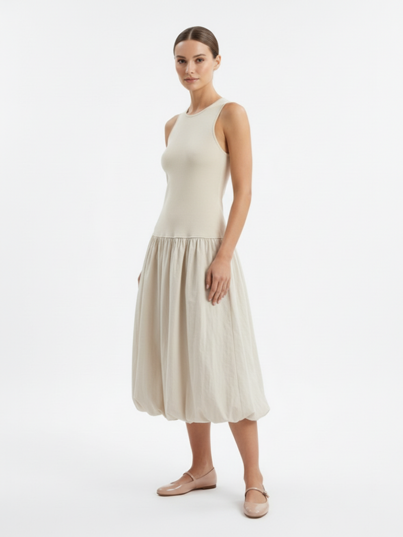 Платье-баллон бежевое SS26 La Piscine LS261WD002