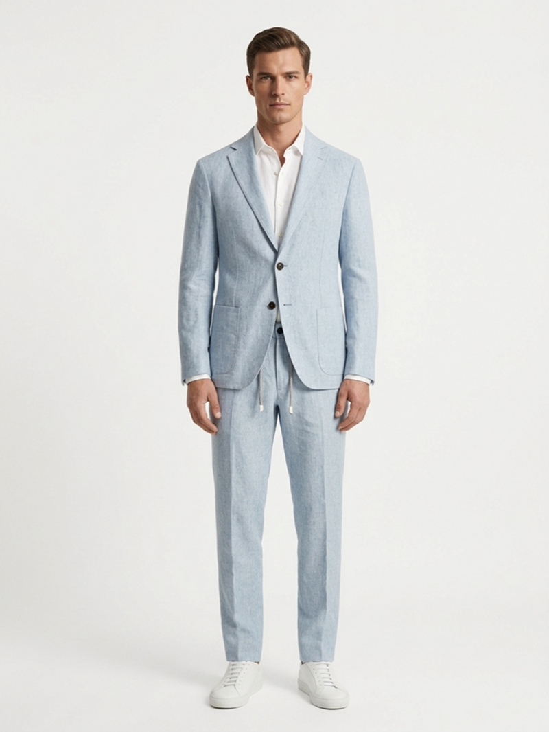 Брюки льняные голубые SS26 FRADI LN5418/46