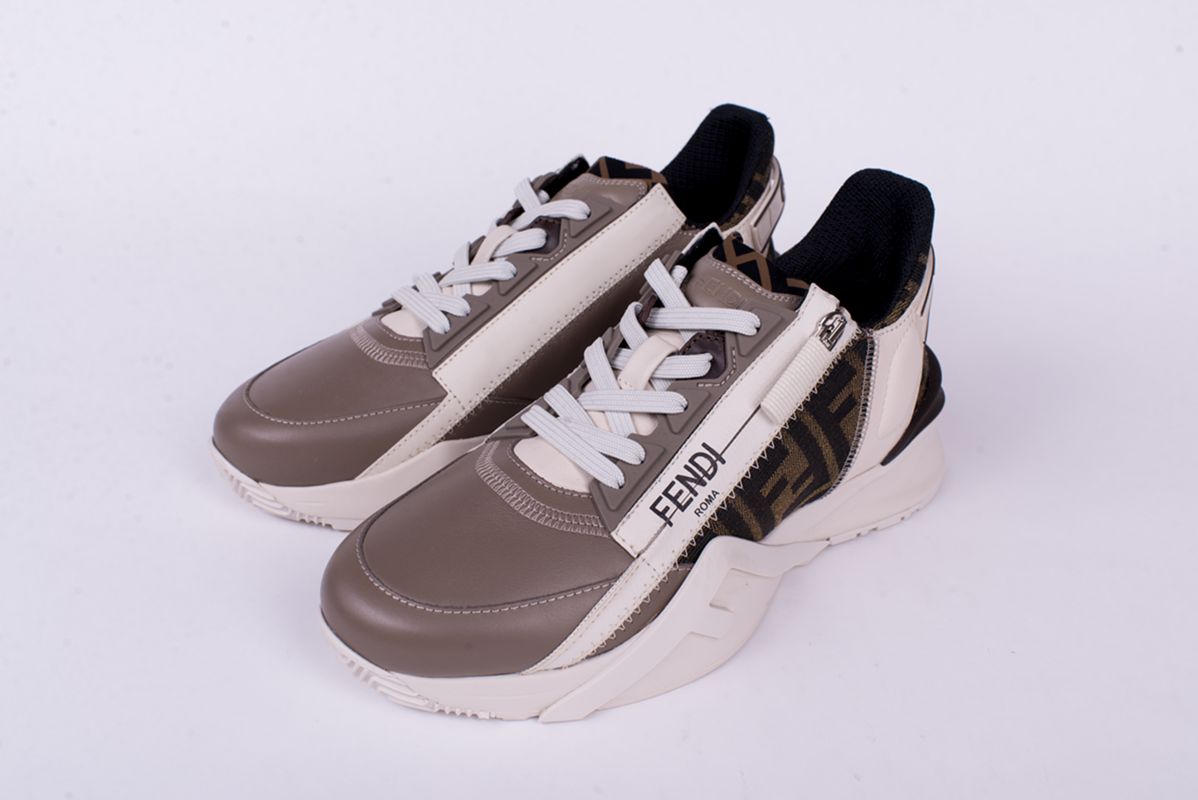 Кроссовки Flow бежевые с монограммой бренда SS26 FENDI 8E8035 AJZH F1MDC