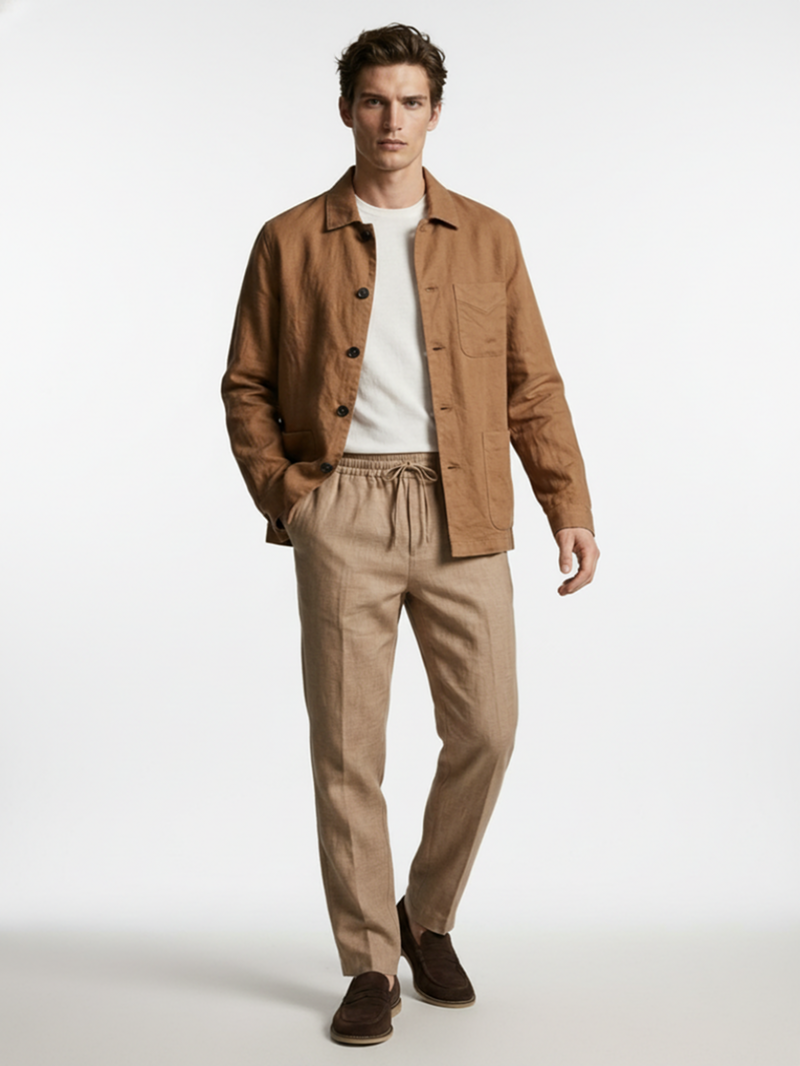 Брюки льняные кэмел SS26 FRADI LN5429/46