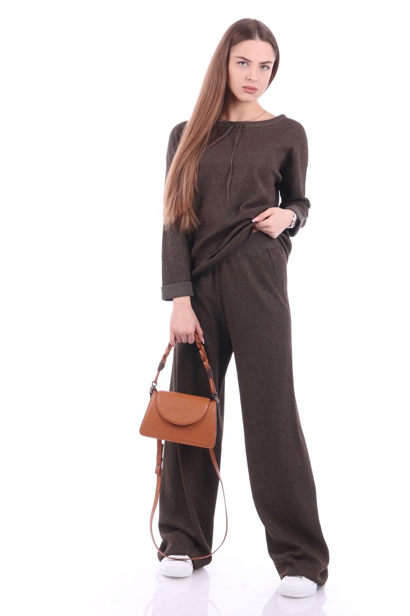 Брюки с люрексом табак широкие SS22 FABIANA FILIPPI PAD272W343