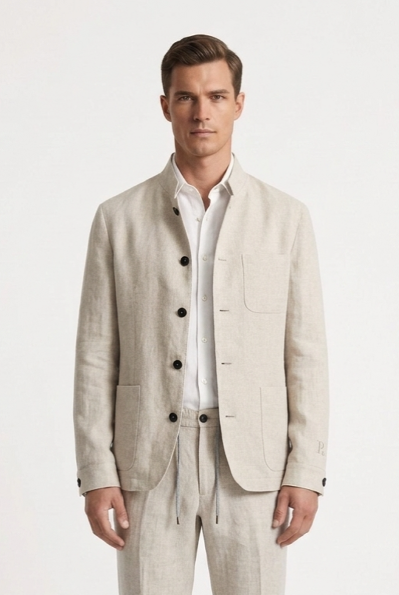 Пиджак льняной серо-бежевый SS26 FRADI LN5418/42